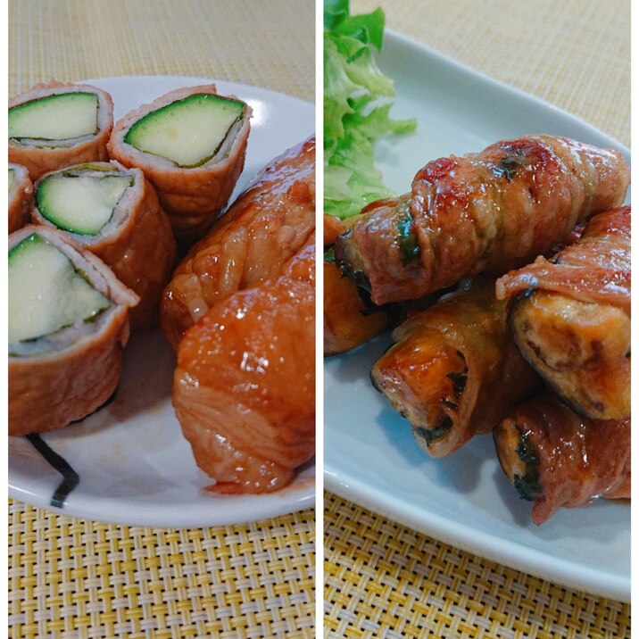 お弁当にも!大葉入り☆ズッキーニ肉巻き(なすでも)